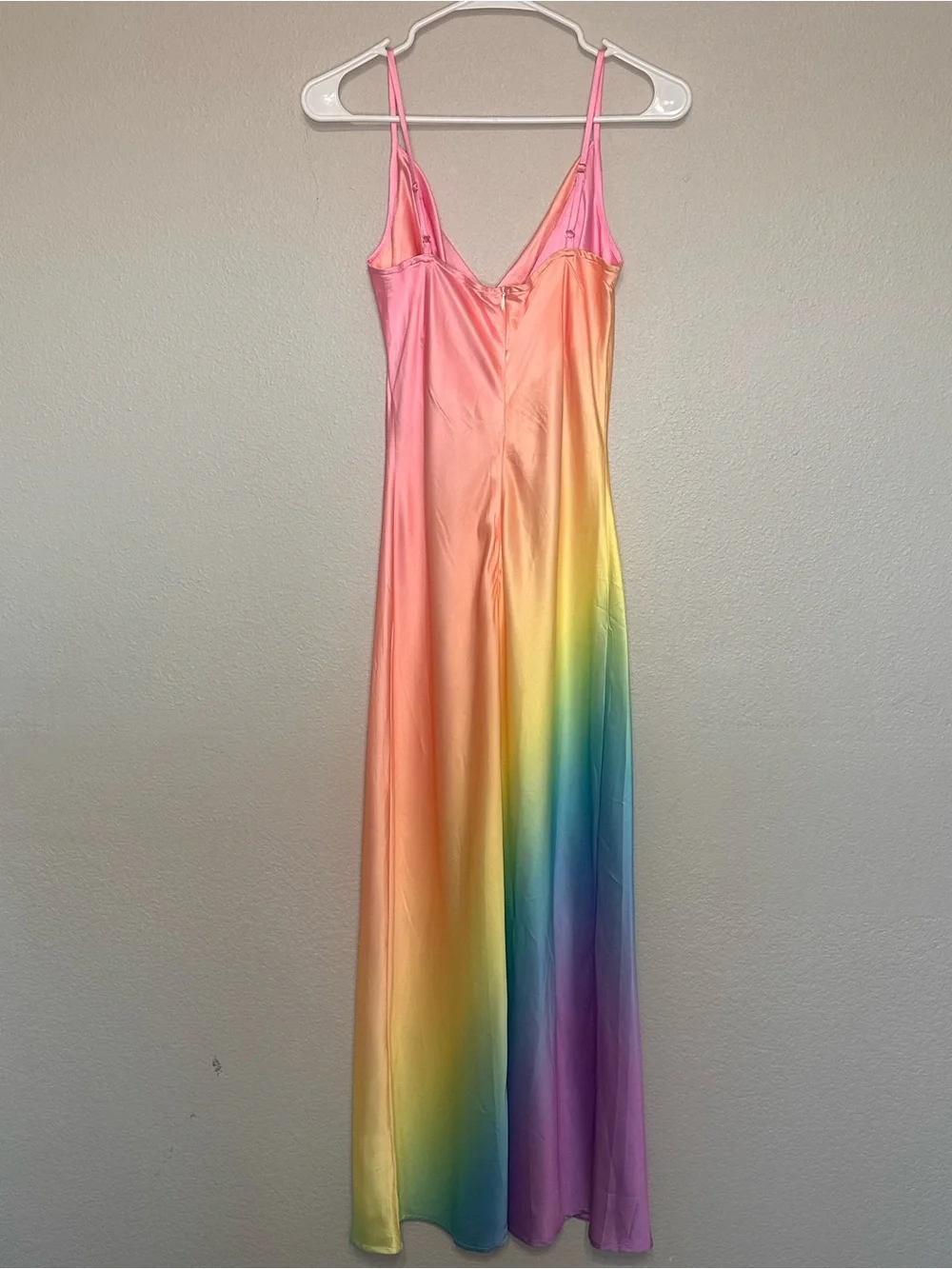 Fashion Nova Gradient Rainbow Satin Slip Dress NWT - Picture 3 of 3